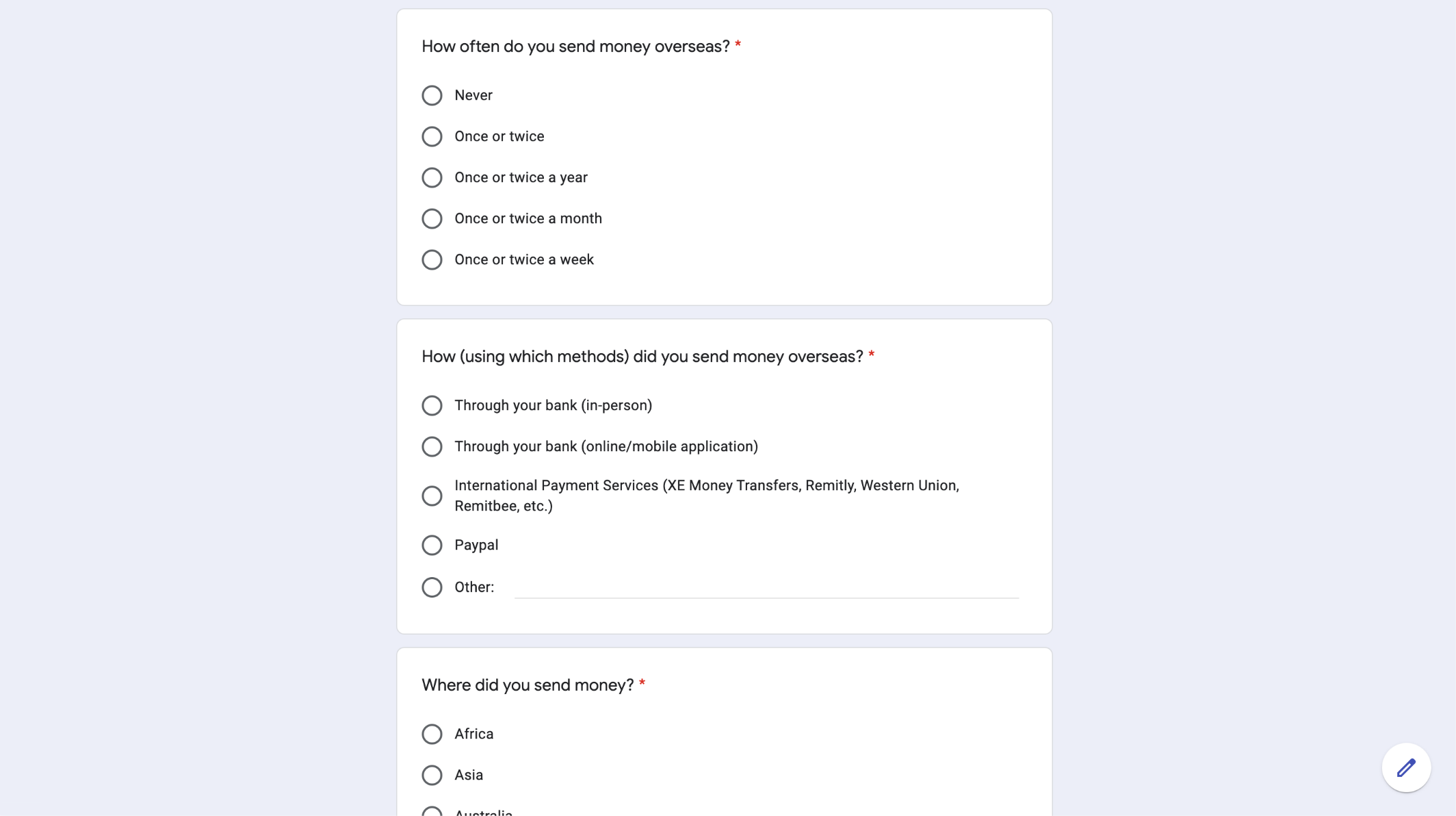 Pre-interview questionnaire